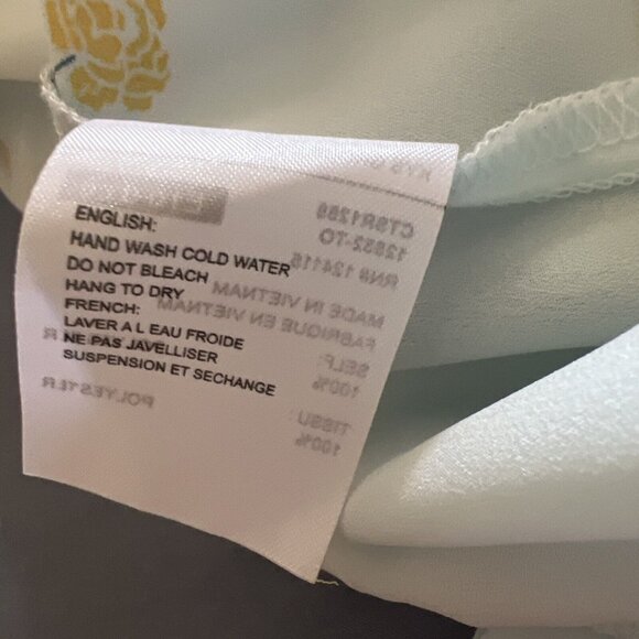 Elodie Long Sleeve Blouse Womens XS light blue green floral elastic waist/sleeve - Picture 14 of 14